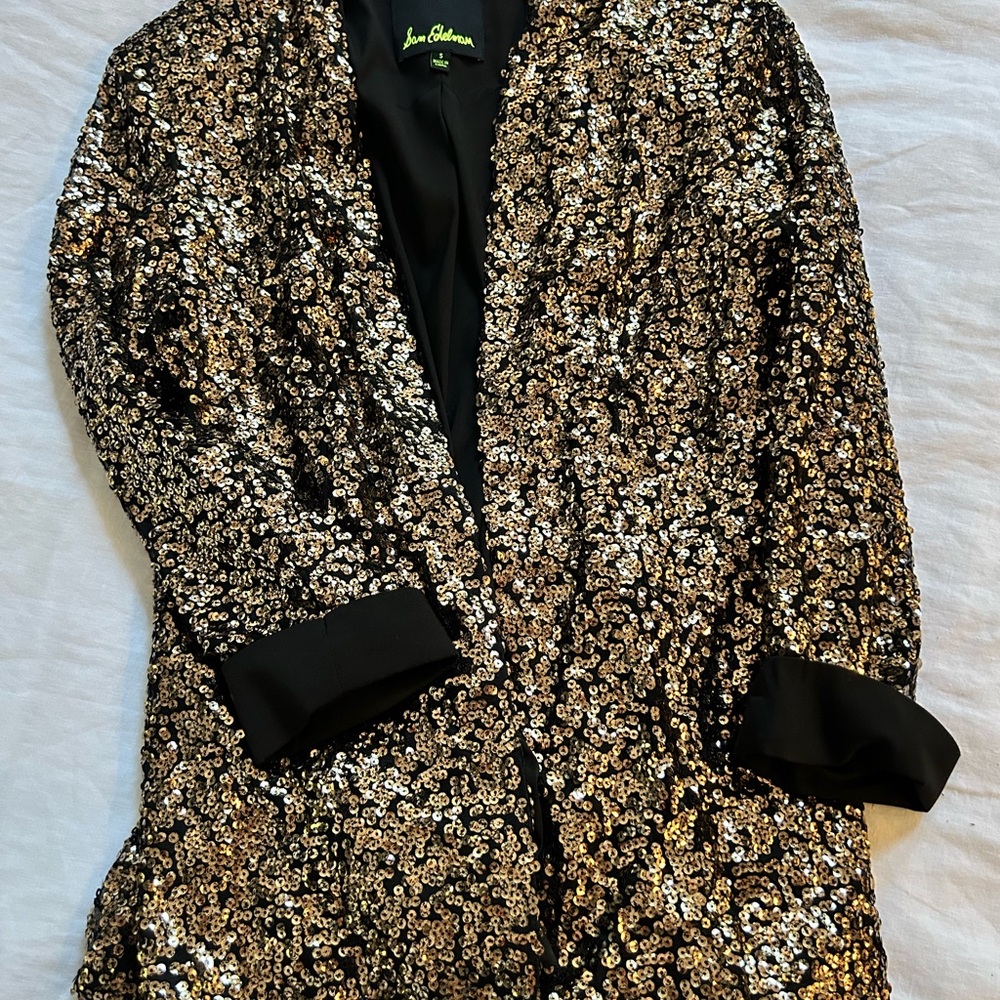 Sam Edelman Black and Gold Sequin Blazer